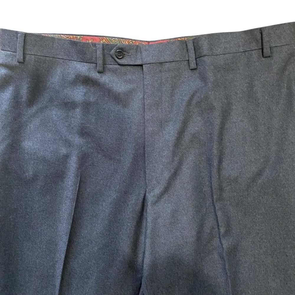Lauren Ralph Lauren Men Flat Front Pants Slacks 42W x 32L Wool Gray Classic Fit